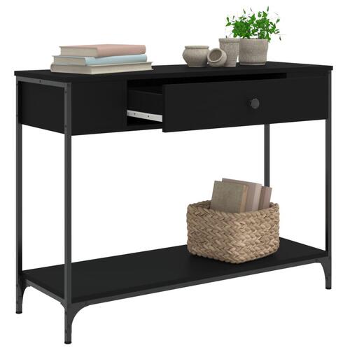 Konsolbord 100x34,5x75 cm konstrueret træ sort
