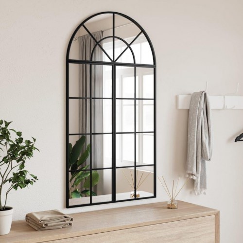 Vægspejl 60×110 cm - buet, sort jernramme