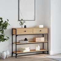 Konsolbord 100x25x75 cm konstrueret træ sonoma-eg