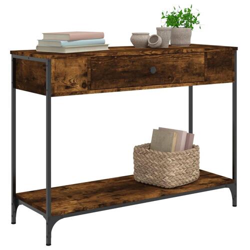 Konsolbord 100x34,5x75 cm konstrueret træ røget egetræsfarve