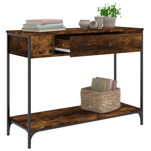 Konsolbord 100x34,5x75 cm konstrueret træ røget egetræsfarve
