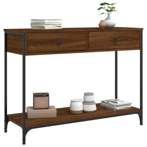 Konsolbord 100x34,5x75 cm konstrueret træ brunt egetræ