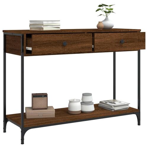 Konsolbord 100x34,5x75 cm konstrueret træ brunt egetræ