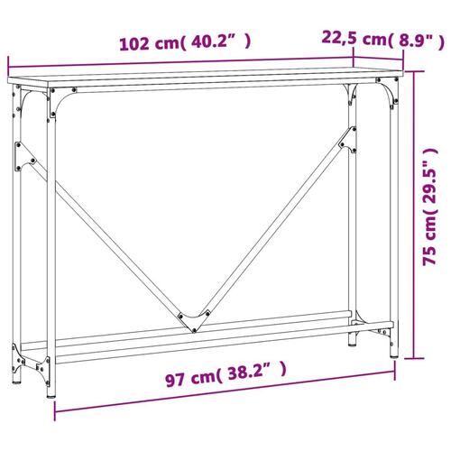 Konsolbord 102x22,5x75 cm konstrueret træ brunt egetræ