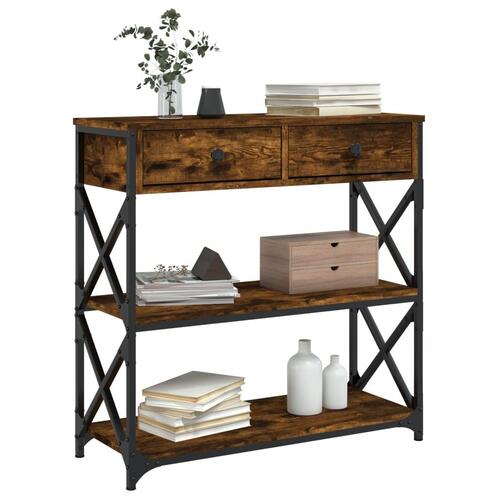 Konsolbord 75x28x75 cm konstrueret træ røget egetræsfarve
