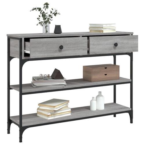 Konsolbord 100x25x75 cm konstrueret træ grå sonoma-eg