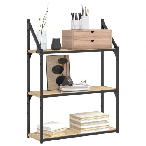 Vægreol med 3 hylder 60x21x78,5 cm konstrueret træ sonoma-eg