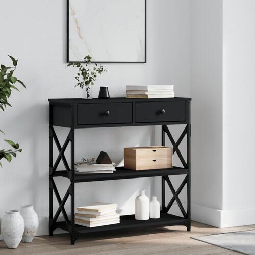 Konsolbord 75x28x75 cm konstrueret træ sort