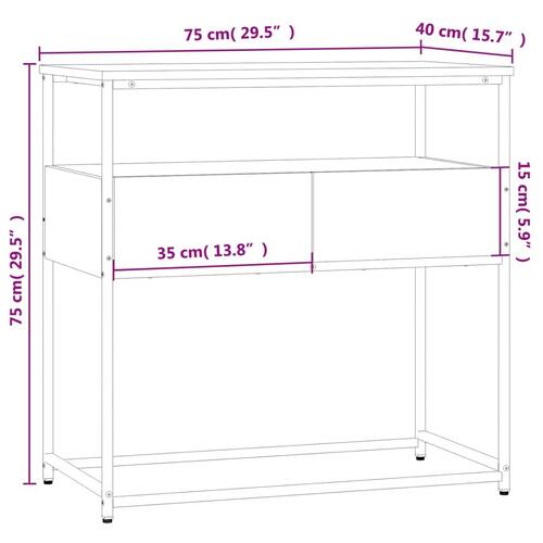 Konsolbord 75x40x75 cm konstrueret træ sort