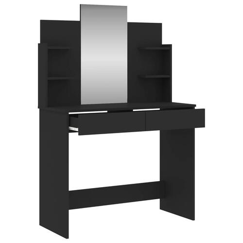 Makeupbord med spejl 96x39x142 cm sort
