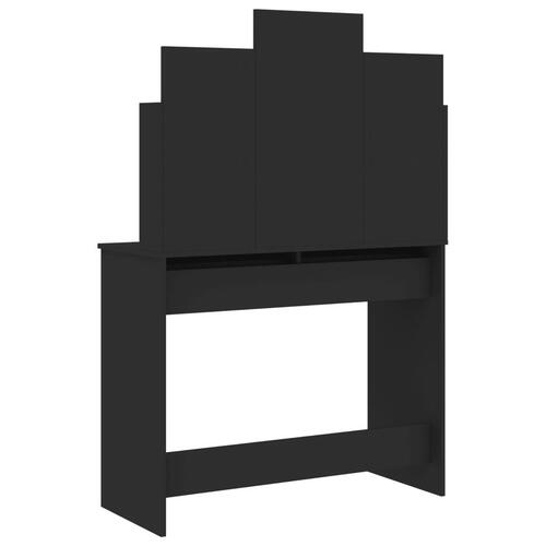 Makeupbord med spejl 96x39x142 cm sort