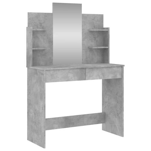 Makeupbord med spejl 96x39x142 cm betongrå
