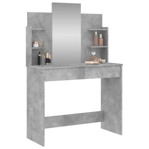 Makeupbord med spejl 96x39x142 cm betongrå