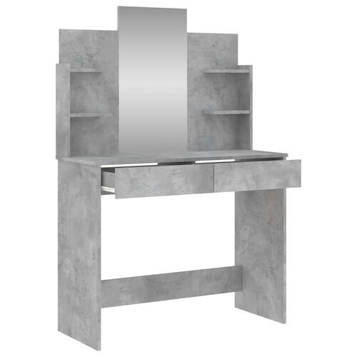 Makeupbord med spejl 96x39x142 cm betongrå