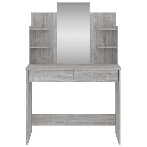 Makeupbord med spejl 96x39x142 cm grå sonoma-eg