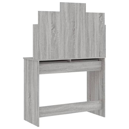 Makeupbord med spejl 96x39x142 cm grå sonoma-eg