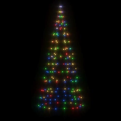 Julelys til flagstang 200 LED'er 180 cm flerfarvet lys