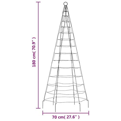 Julelys til flagstang 200 LED'er 180 cm flerfarvet lys