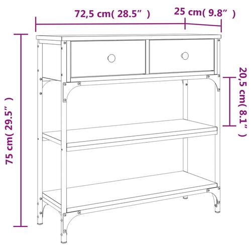 Konsolbord 72,5x25x75 cm konstrueret træ grå sonoma-eg