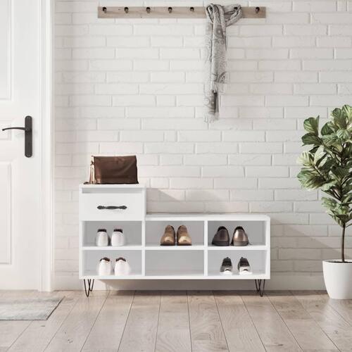 Skoreol 102x36x60 cm konstrueret træ hvid højglans