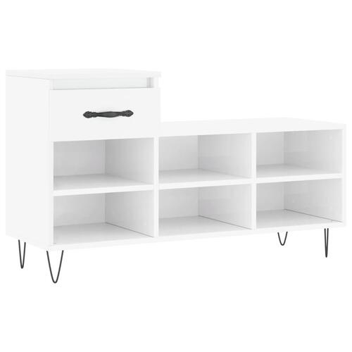 Skoreol 102x36x60 cm konstrueret træ hvid højglans