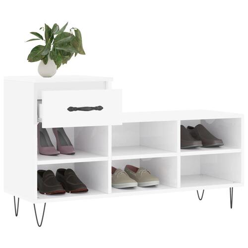 Skoreol 102x36x60 cm konstrueret træ hvid højglans