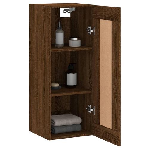 Vægskab 34,5x34x90 cm konstrueret træ brun egetræsfarve