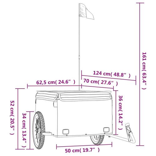 Cykelanhænger 45 kg jern sort