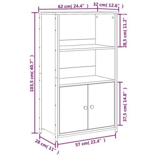 Skab 62x32x103,5 cm konstrueret træ røget egetræsfarve
