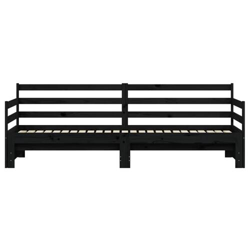 Daybed med udtræk 90x200 cm massivt fyrretræ sort