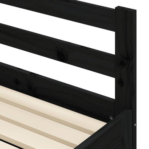 Daybed med udtræk 90x200 cm massivt fyrretræ sort