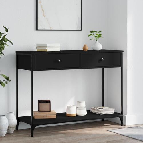 Konsolbord 100x34,5x75 cm konstrueret træ sort