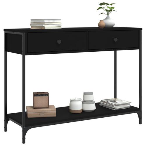 Konsolbord 100x34,5x75 cm konstrueret træ sort