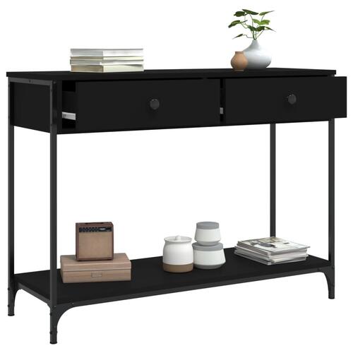 Konsolbord 100x34,5x75 cm konstrueret træ sort