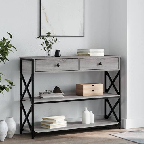 Konsolbord 100x28x75 cm konstrueret træ grå sonoma-eg