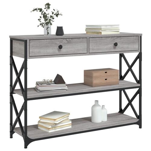 Konsolbord 100x28x75 cm konstrueret træ grå sonoma-eg