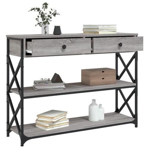 Konsolbord 100x28x75 cm konstrueret træ grå sonoma-eg
