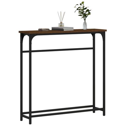 Konsolbord 75x19,5x75 cm konstrueret træ brunt egetræ
