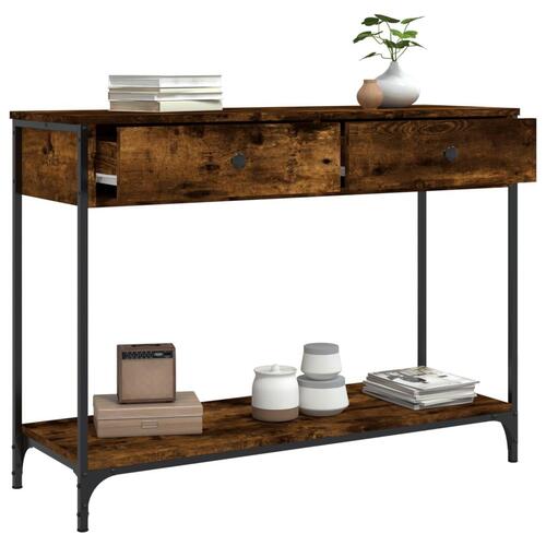 Konsolbord 100x34,5x75 cm konstrueret træ røget egetræsfarve