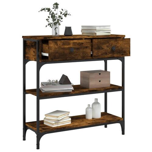 Konsolbord 72,5x25x75 cm konstrueret træ røget egetræsfarve
