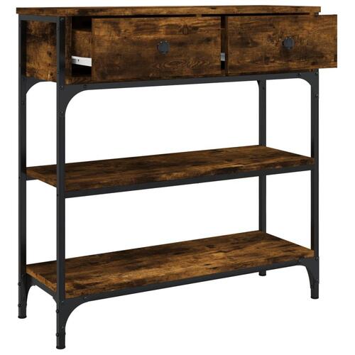 Konsolbord 72,5x25x75 cm konstrueret træ røget egetræsfarve