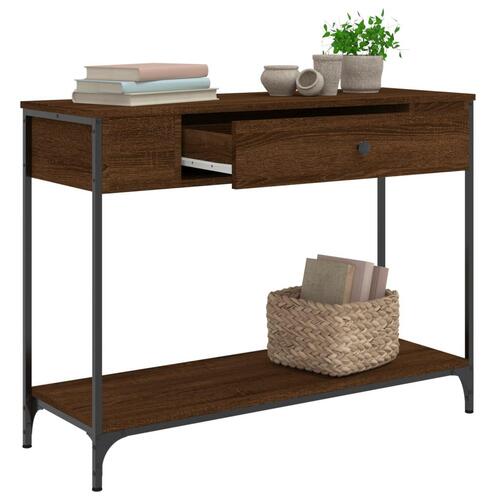 Konsolbord 100x34,5x75 cm konstrueret træ brunt egetræ