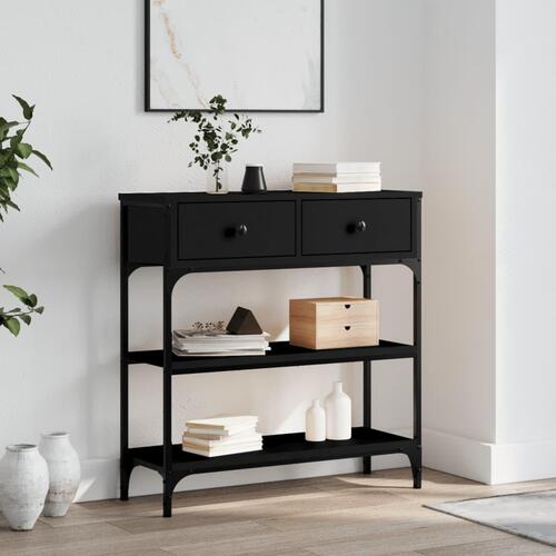 Konsolbord 72,5x25x75 cm konstrueret træ sort