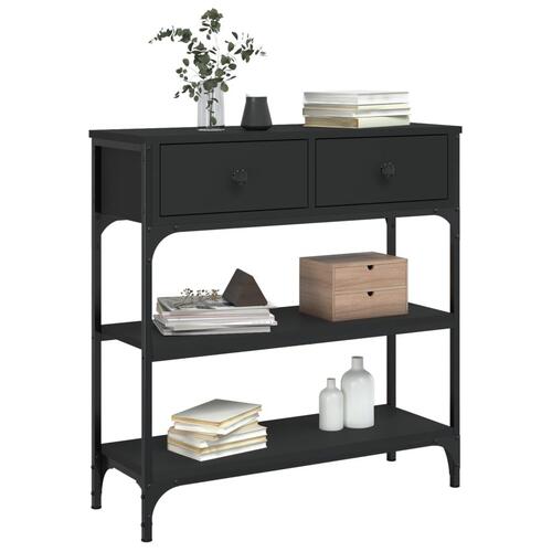 Konsolbord 72,5x25x75 cm konstrueret træ sort
