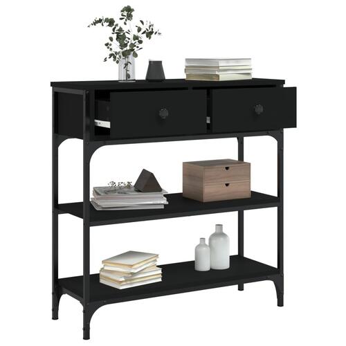 Konsolbord 72,5x25x75 cm konstrueret træ sort