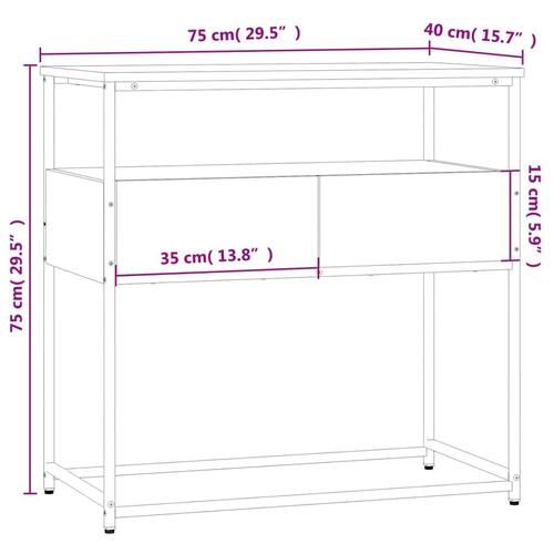 Konsolbord 75x40x75 cm konstrueret træ grå sonoma-eg