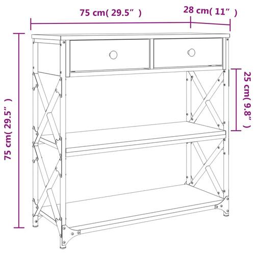 Konsolbord 75x28x75 cm konstrueret træ grå sonoma-eg