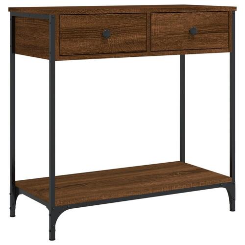 Konsolbord 75x34,5x75 cm konstrueret træ brunt egetræ