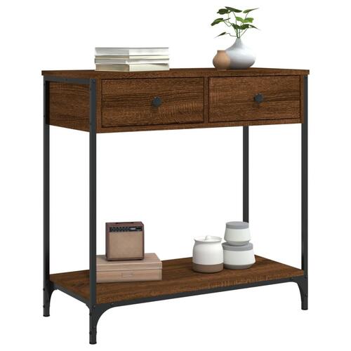 Konsolbord 75x34,5x75 cm konstrueret træ brunt egetræ