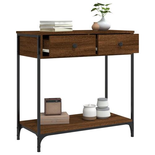 Konsolbord 75x34,5x75 cm konstrueret træ brunt egetræ